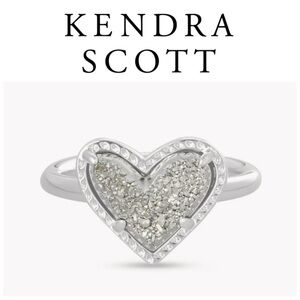 Kendra Scott Ari Heart Band Ring in Platinum Drusy